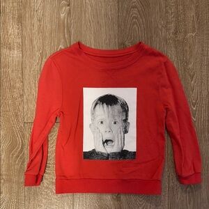 Red Graphic Crew Neck Sweatshirt